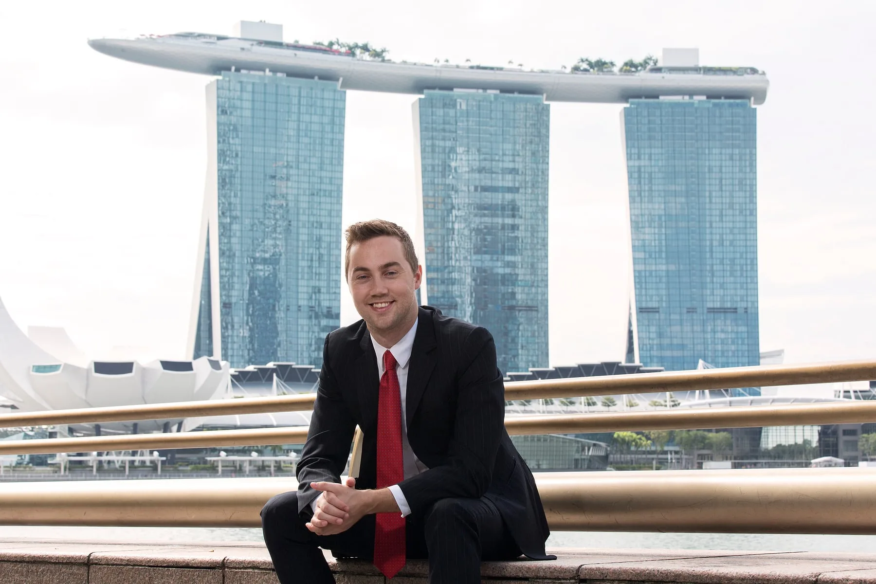 Business portrait in front of Marina Bay Sands, Singapore