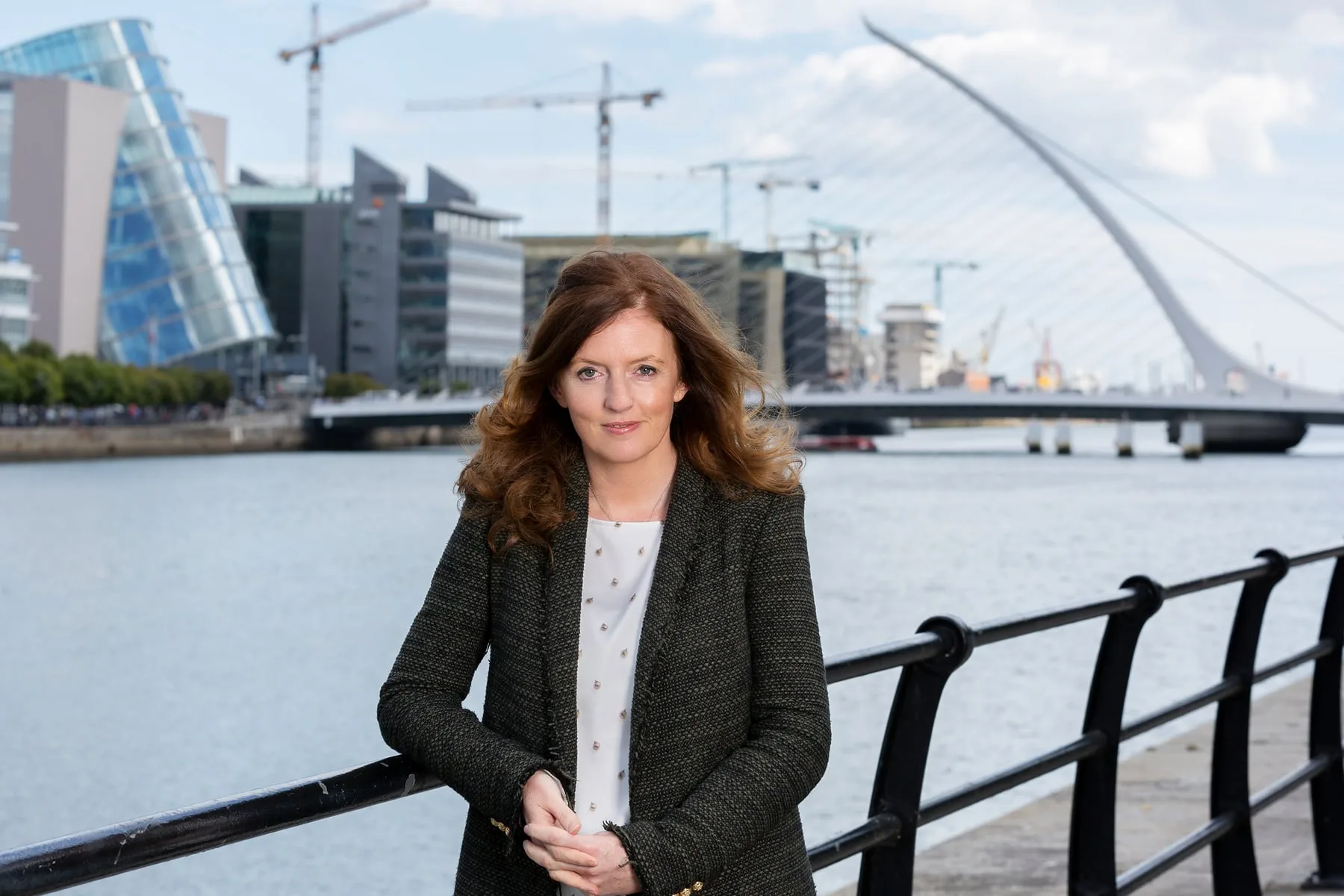 Business portrait by the Samuel Beckett Bridge, Dublin docklands
