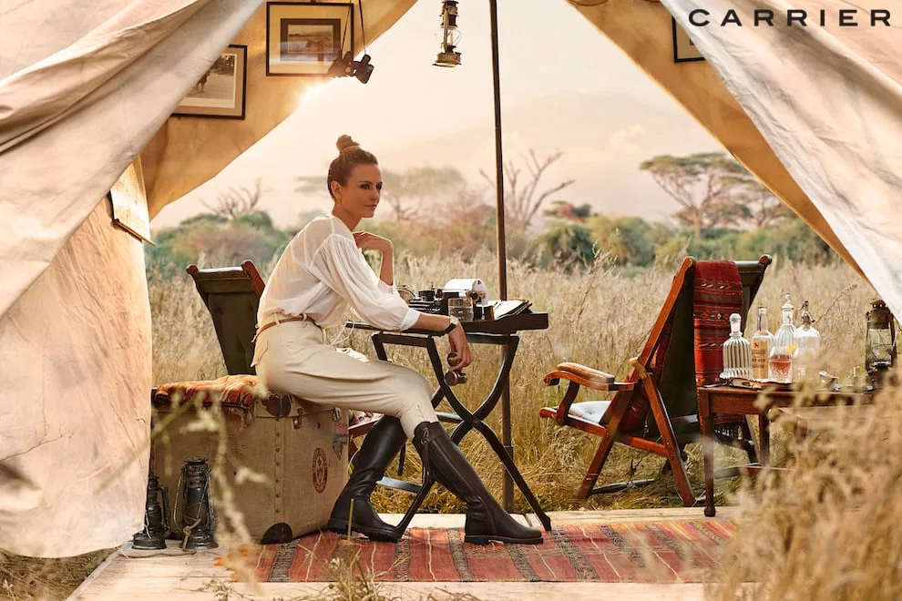 Carrier Travel campaign photography, an Africa-inspired scene shot in the UK