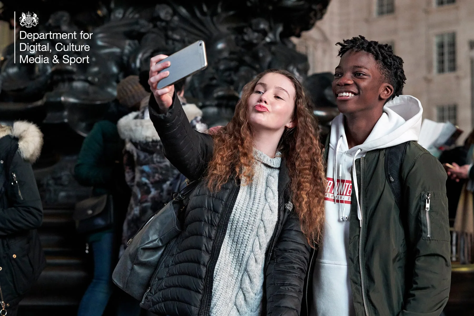 A selfie in Trafalgar Square, DCMS student campaign