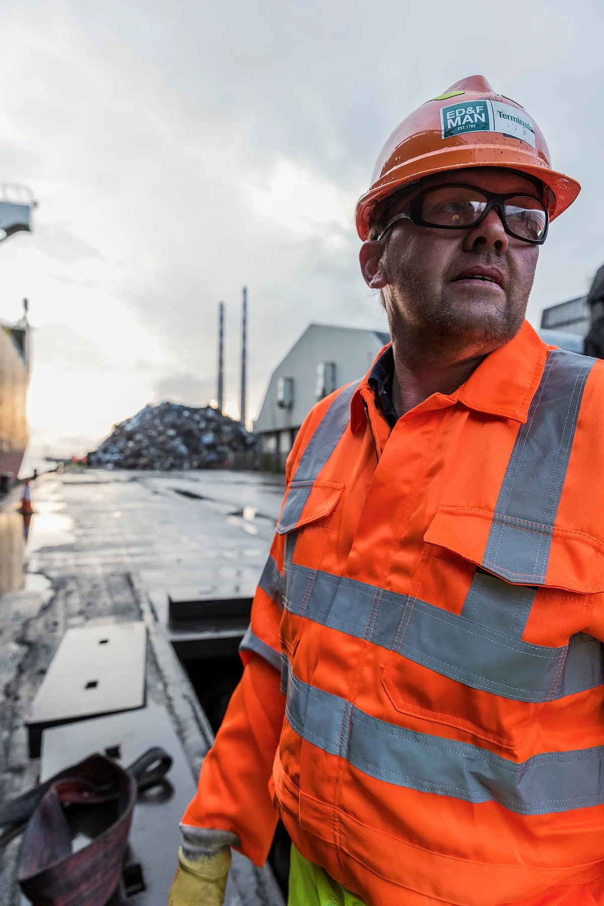 Cargo ship captain portrait, Dublin Port